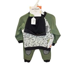 Petit Lem Mini Threads Baby Boys  Outfit Set Green Splatter Print 12m